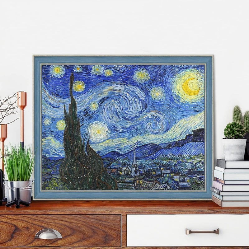 Tiwabb Stamped Cross Stitch Kits - Starry Night of Van Gogh Embroidery Kits for Beginners Adults,11 CT Patterns Dimensions Counted Cross Stitch Kits Arts Craft Kits 12 x 16inch - Image 2